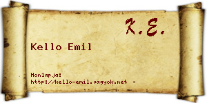Kello Emil névjegykártya